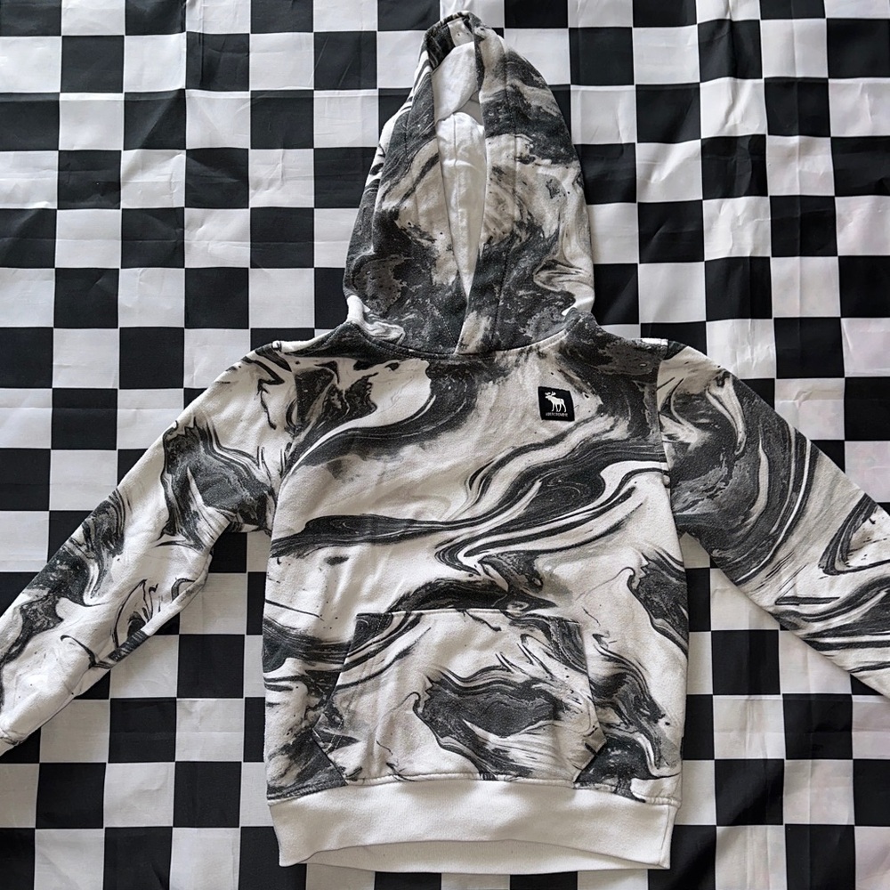 Abercrombie Kids Cool Black & White Marble Print Hoodie 9/10